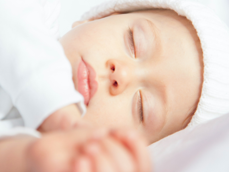 Close up of a sleeping baby's face